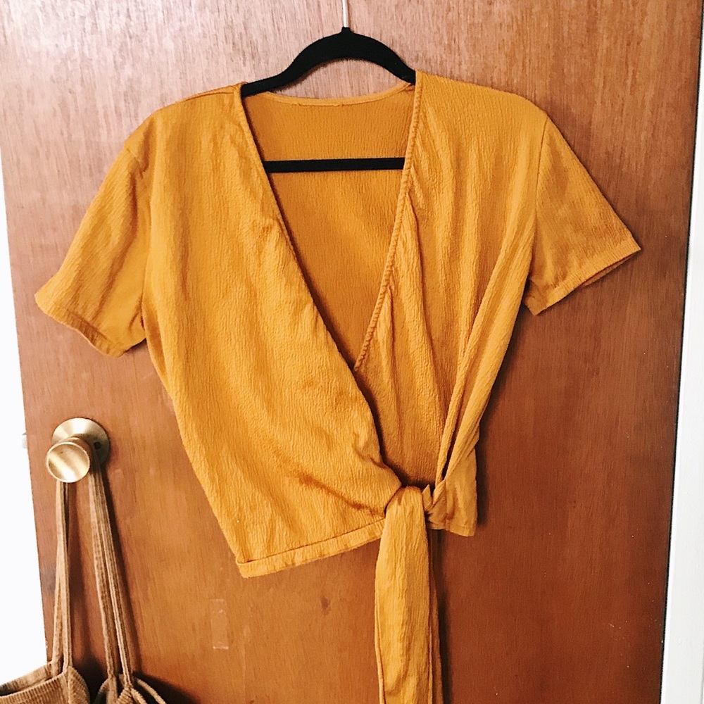 Gold/Orange Tone Wrap-Style Top